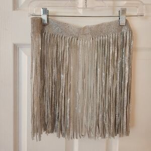 Rhinestone fringe belt skirt